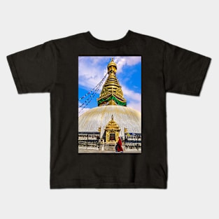 Boudha Temple near Kathmandu. Kids T-Shirt